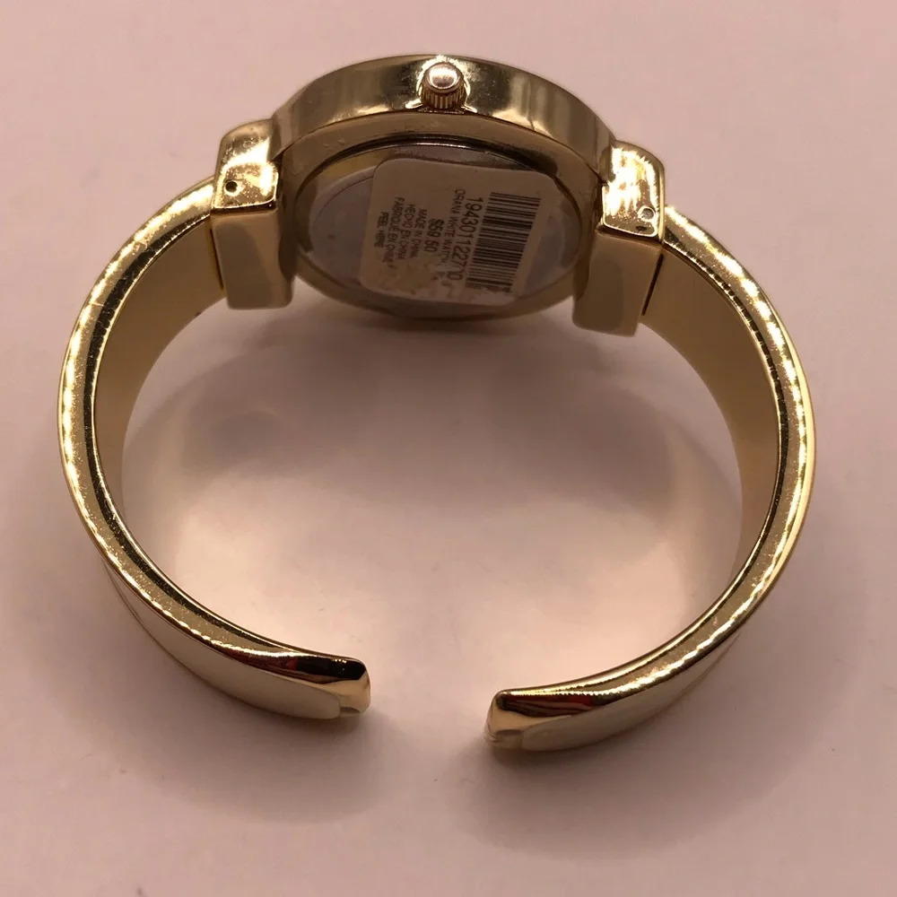 Chico’s Gold-Tone & Cream Hinged Cuff Watch